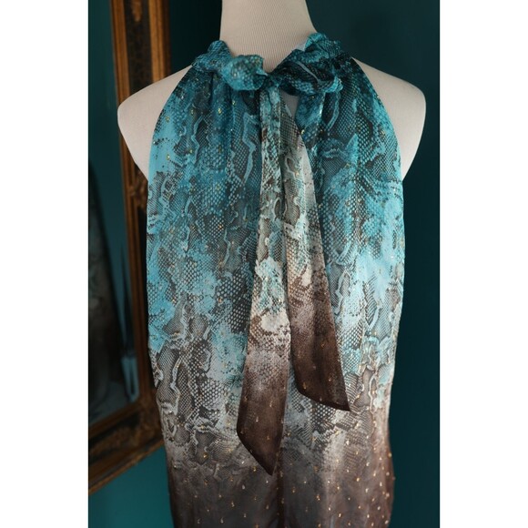 Monograph Y2K Style Snake Print Halter Ombre Sheer Top Glitter Mob Wife Size 2 - Picture 7 of 11